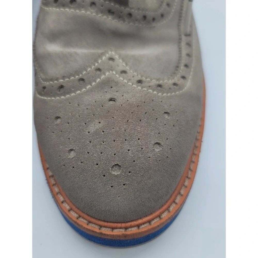 Cole Haan Men's‎ 10M Suede Wingtip Oxford Shoes Blue Sole Gray Beige